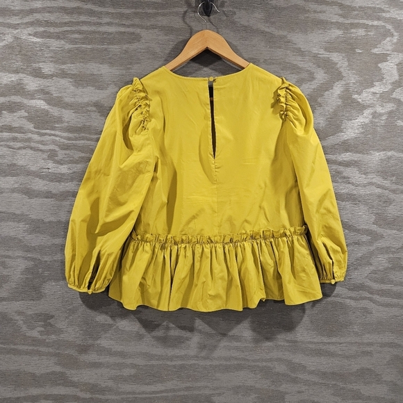 Cinq À Sept SZ S Jackie Puffy Sleeve Ruffle Trim Loose Fit Regencycore Blouse - Picture 3 of 12